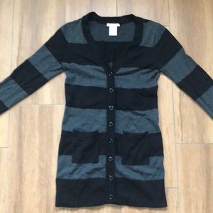 Black and Grey Striped Cardigan